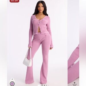 Fashion Nova Pink Knit Flare Pant Set